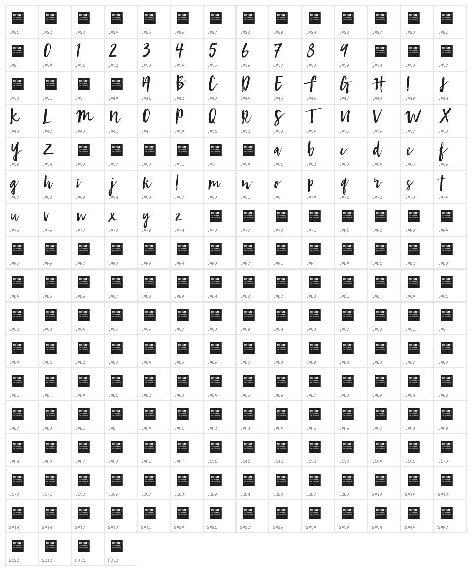 First Take Character Map