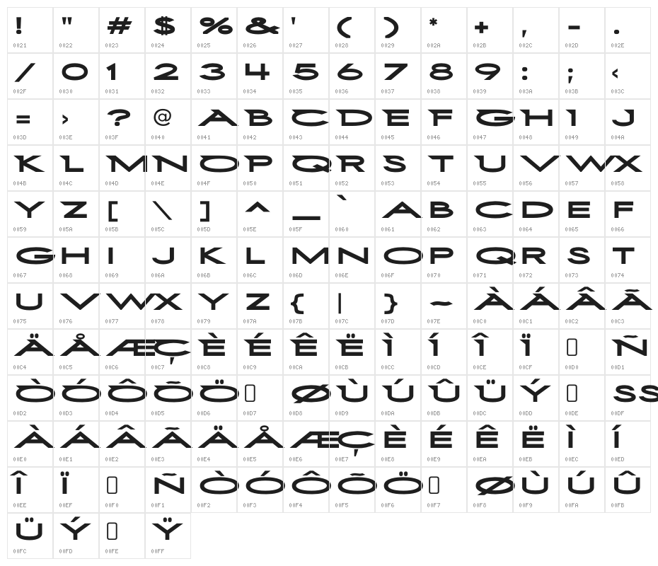 FirstBlindTwo-Regular Character Map