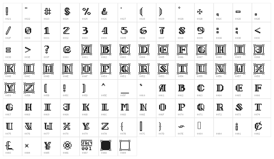 FirstFontasy Character Map