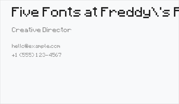 Five Fonts at Freddy's Regular Business Card