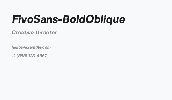 FivoSans-BoldOblique Business Card