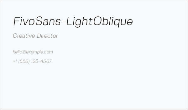 FivoSans-LightOblique Business Card