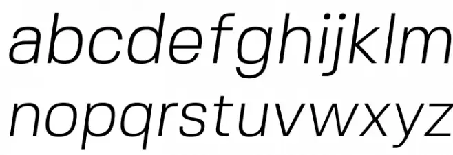 FivoSans-LightOblique Caratteri MINUSCOLO