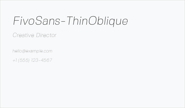 FivoSans-ThinOblique Business Card
