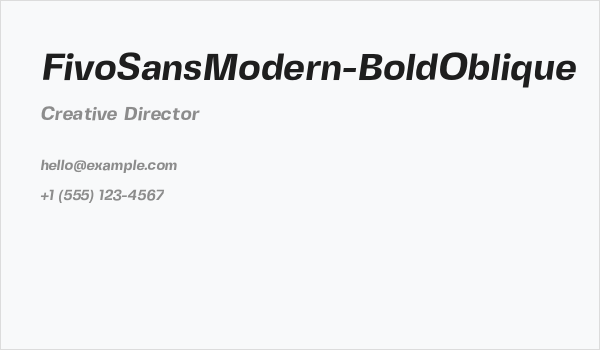 FivoSansModern-BoldOblique Business Card