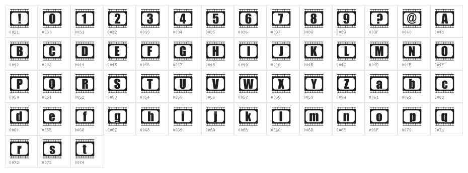 film505 Character Map