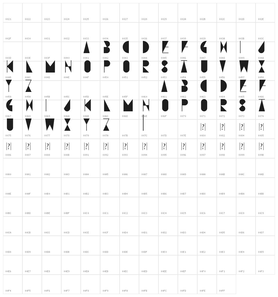 FJORD BF Character Map