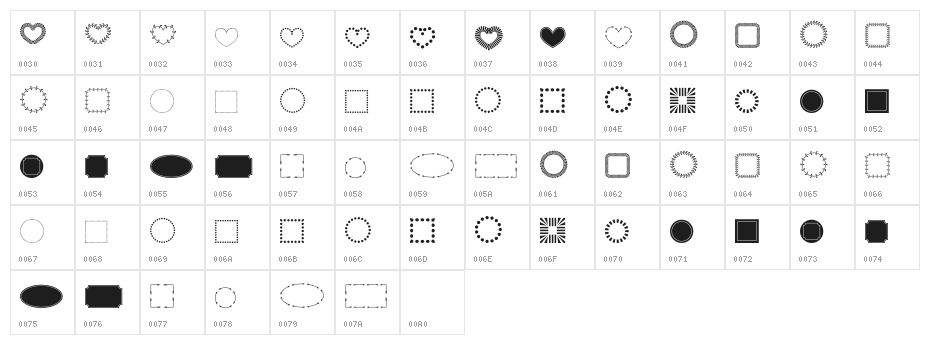 FL Fancy Frames Character Map