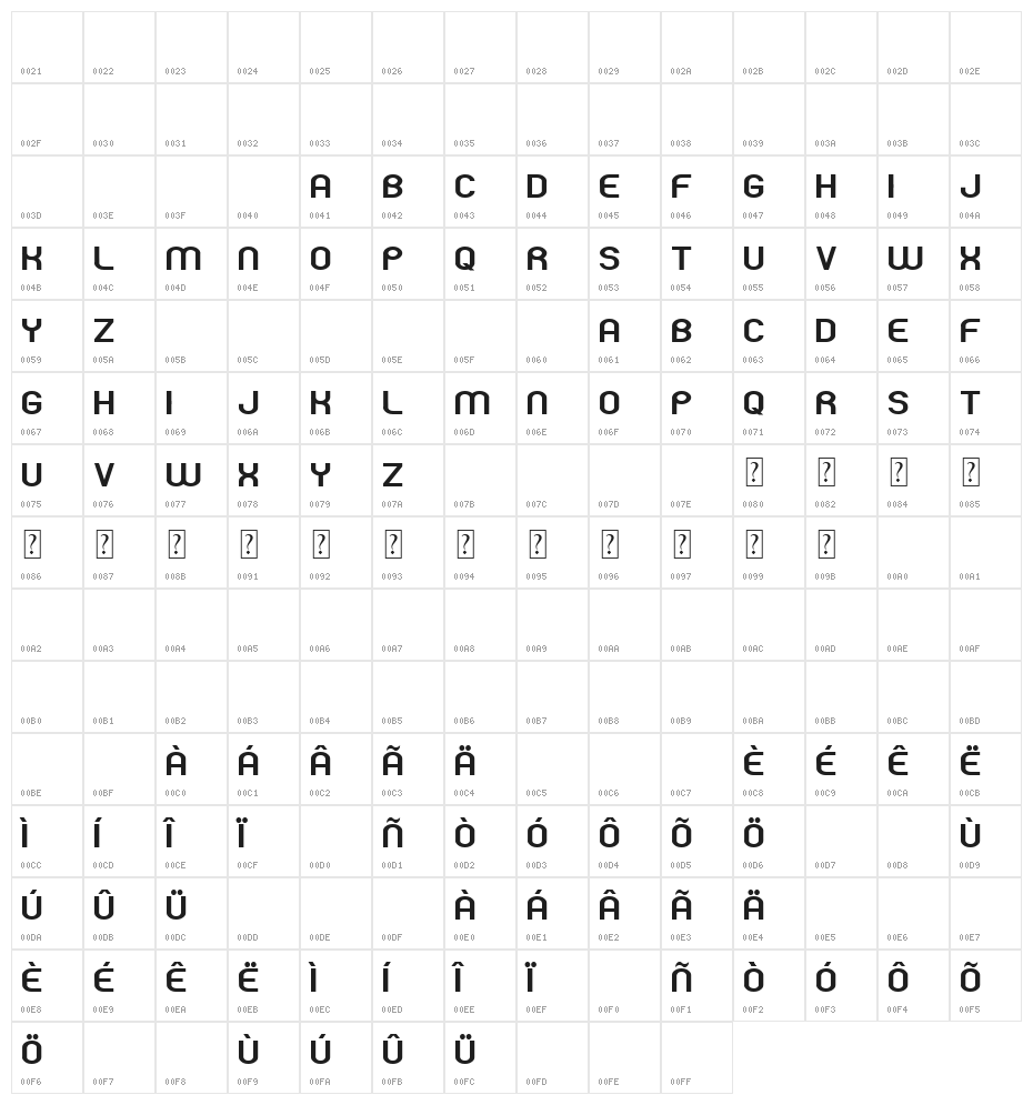 FL Neptun Character Map