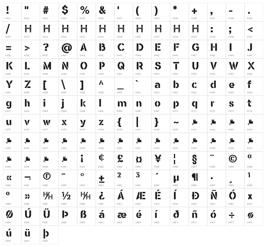 FLAMANTESTEN Character Map