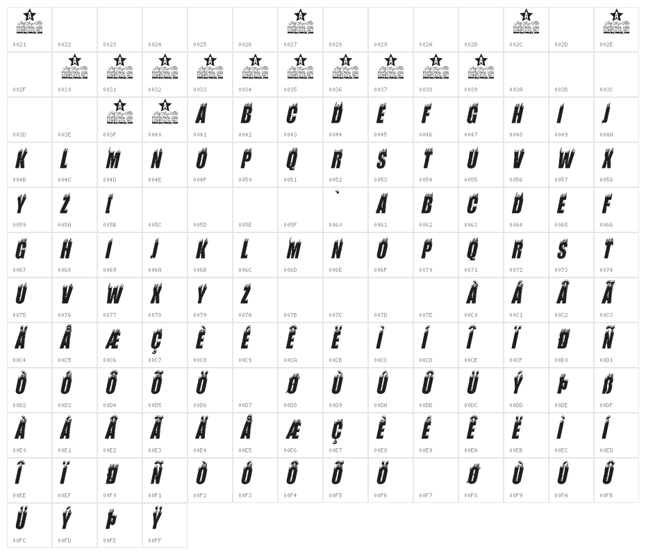 FLAMES ITALIC PERSONAL USE Bold Italic Character Map