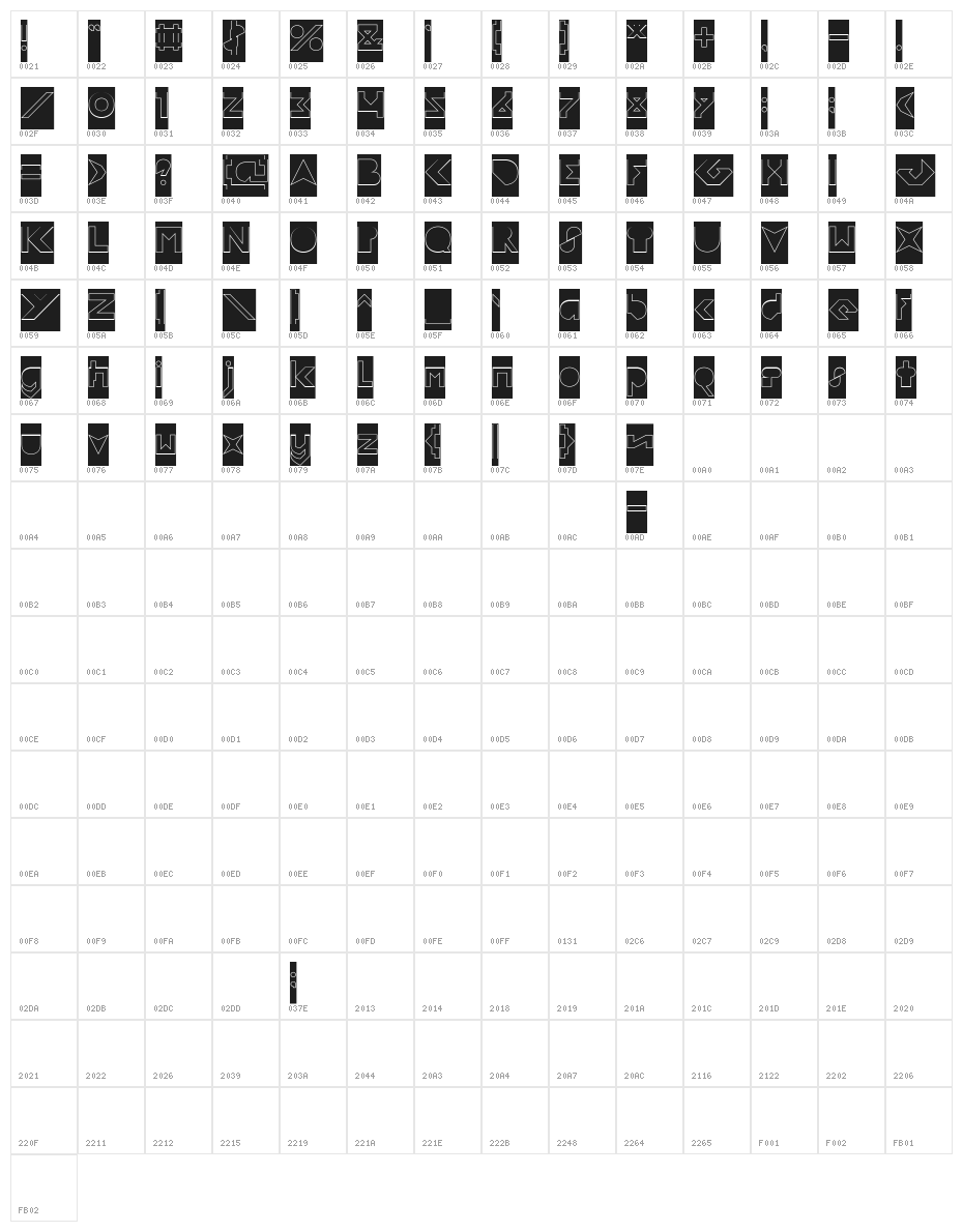 FLIGHT STEWARDESS-Hollow-Invers Character Map
