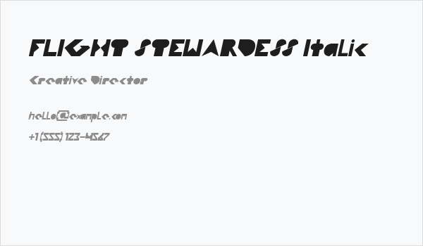 FLIGHT STEWARDESS Italic Business Card