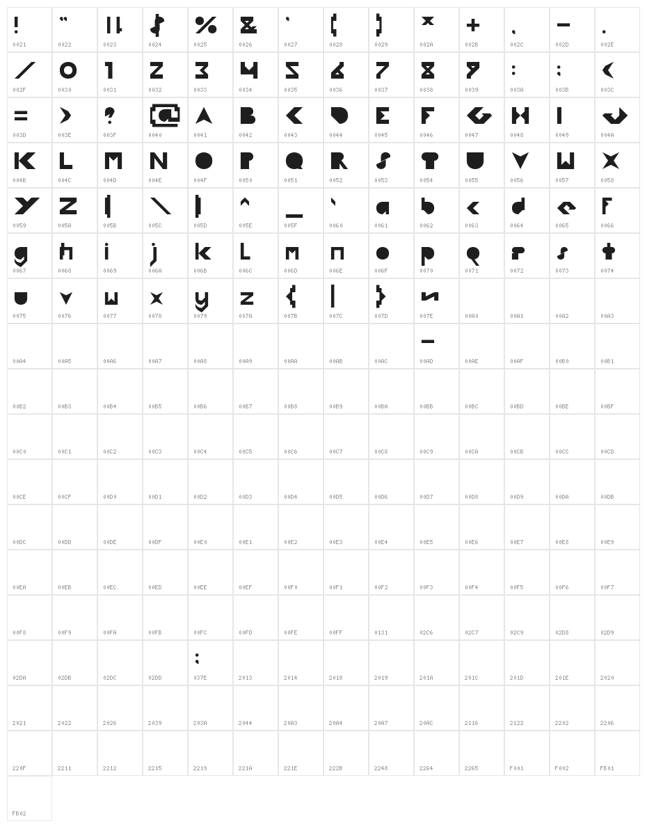 FLIGHT STEWARDESS Character Map