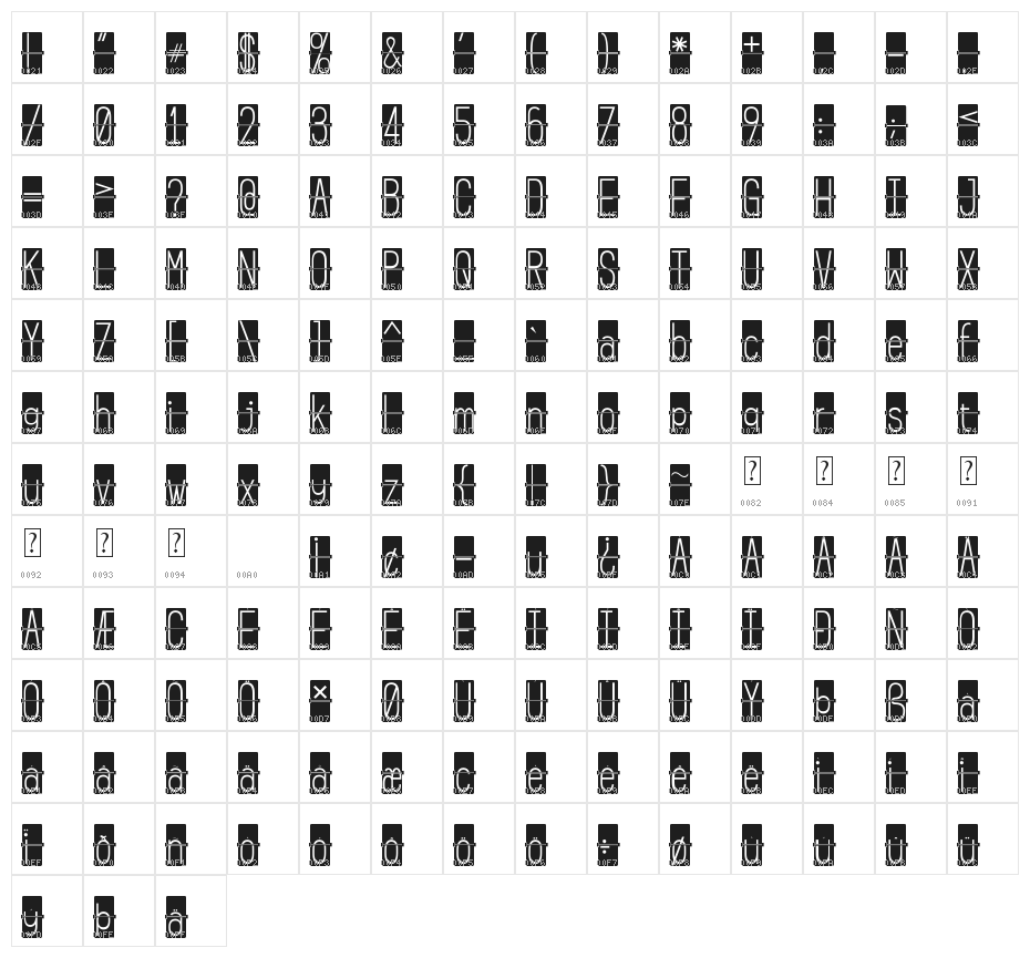 FLIPclockBlack Character Map