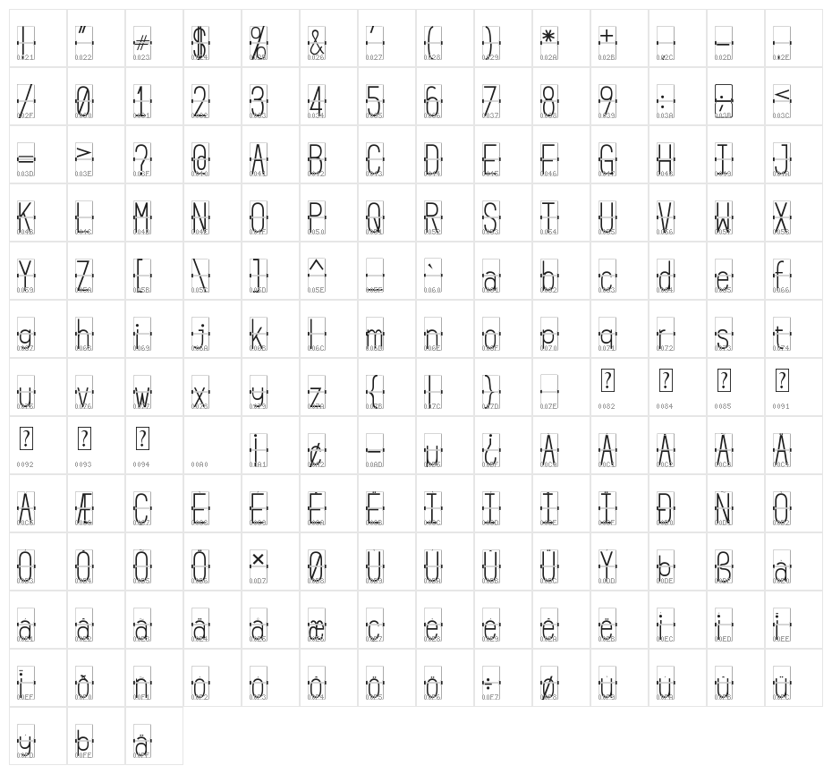 FLIPclockWhite Character Map