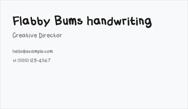 Flabby Bums handwriting Business Card
