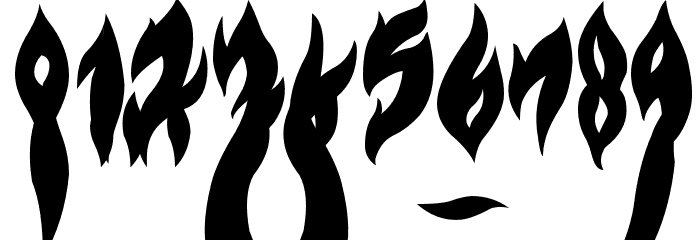 Flame on Black Font OTHER CHARS