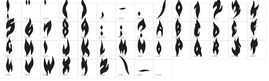 Flame on Black Character Map