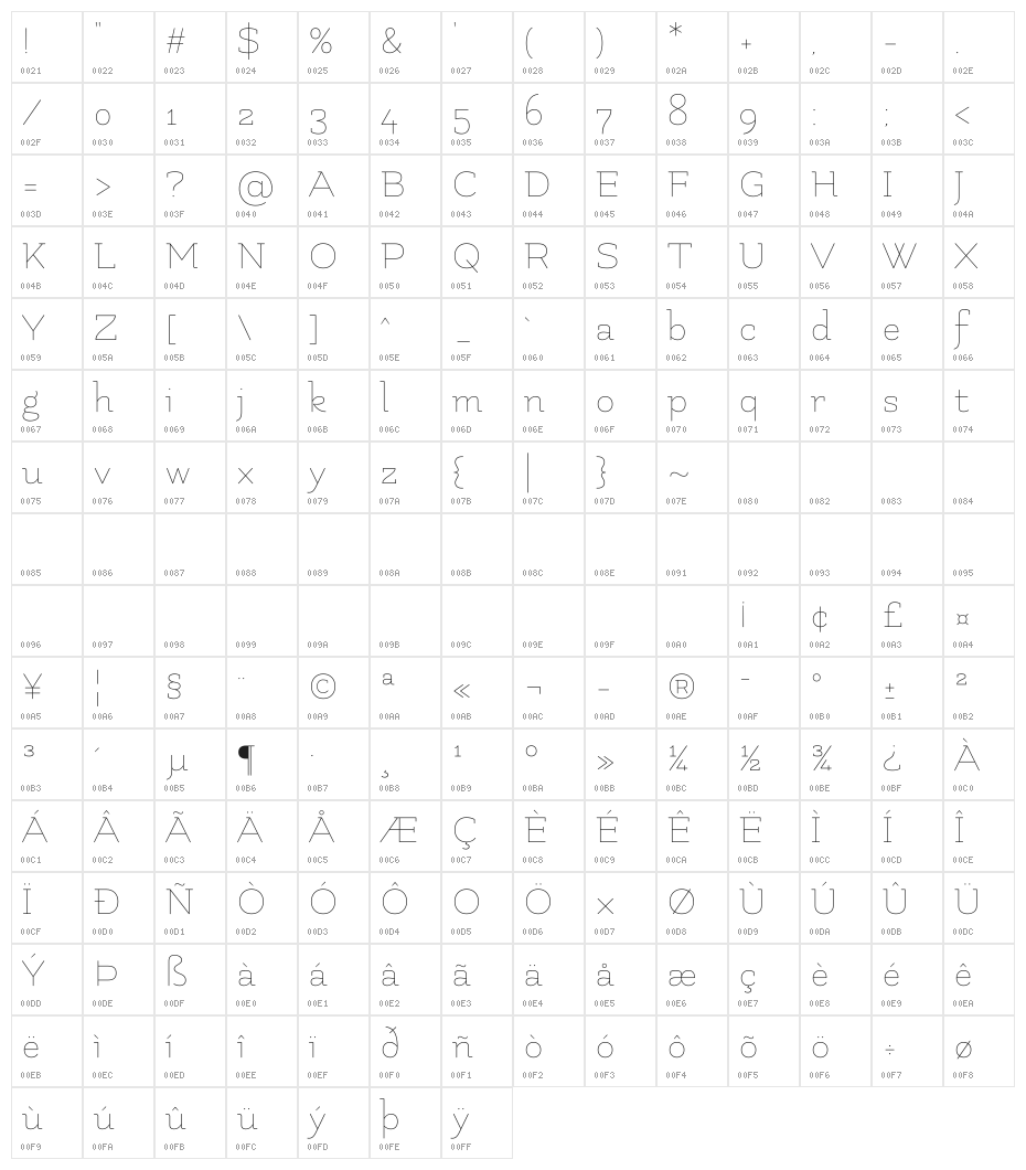 Flamenco Light Character Map