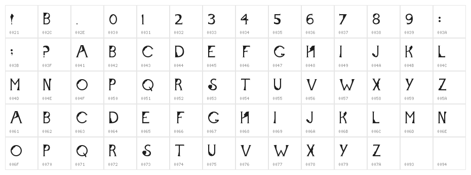 Flaming JuneRegular Character Map