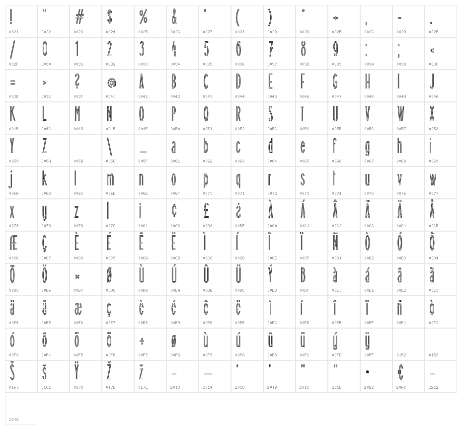 FlamingoLicht Character Map