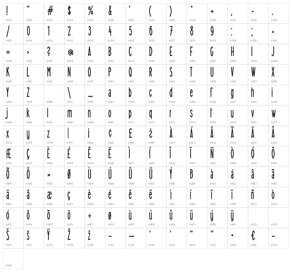 FlamingoSolide Character Map