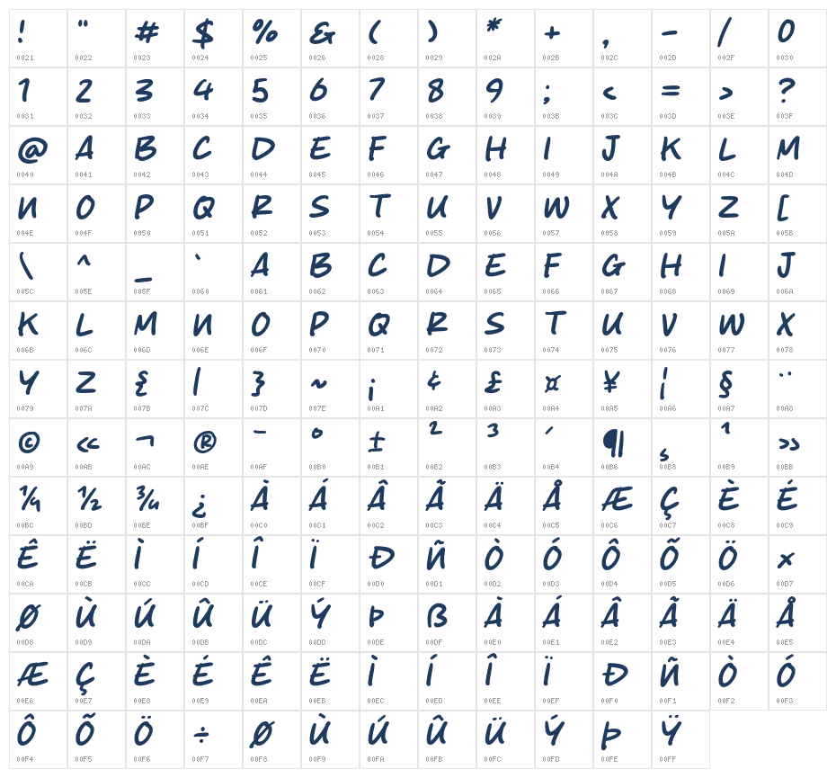 Flash Card Character Map