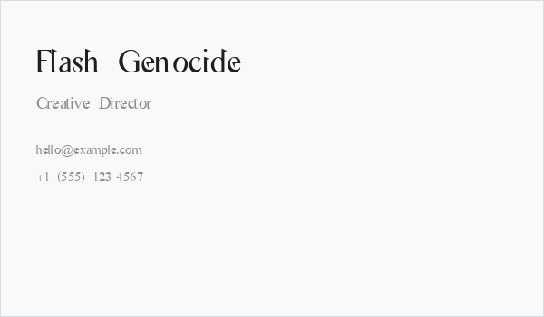 Flash Genocide Business Card