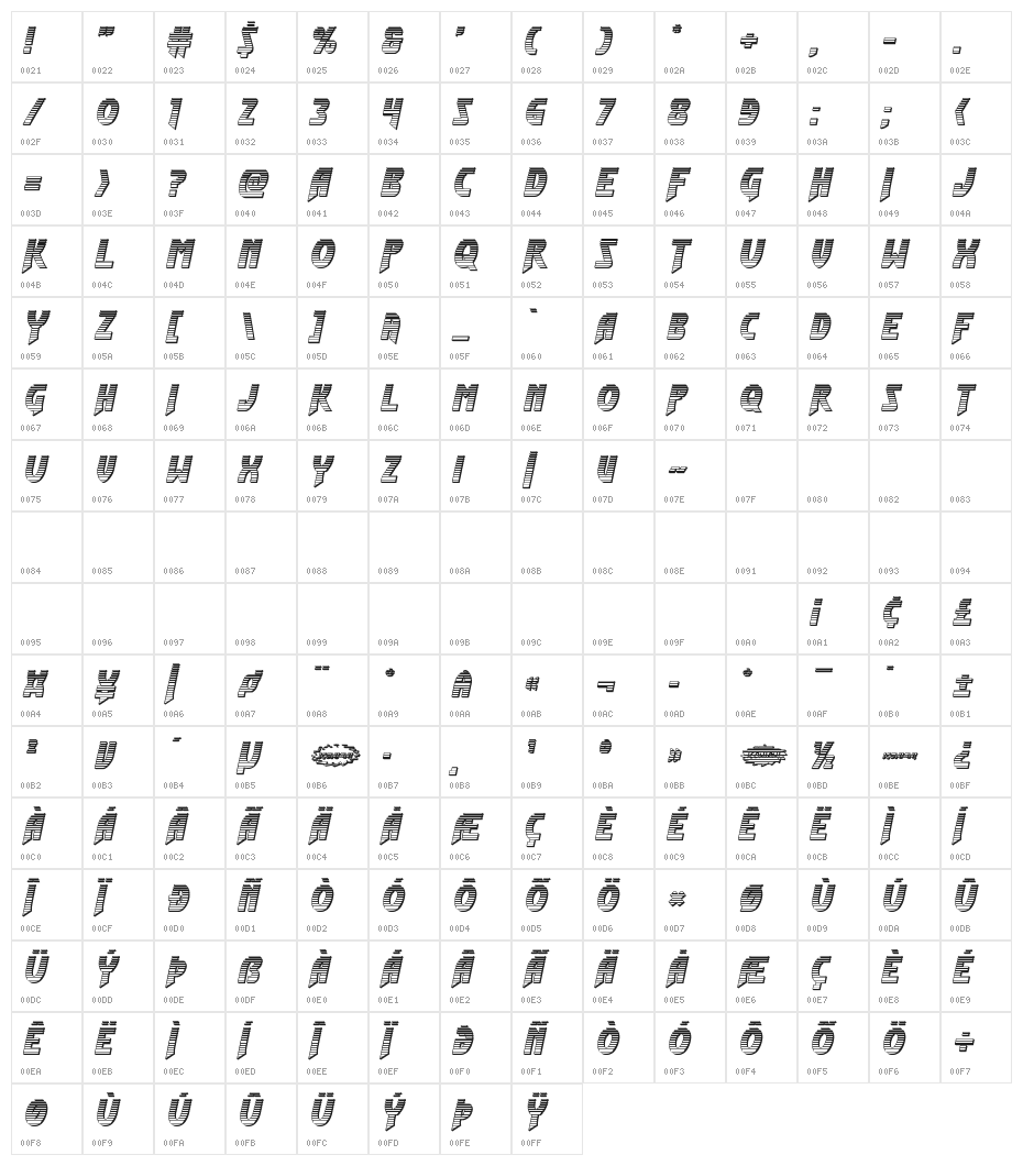 Flash Rogers Chrome Character Map