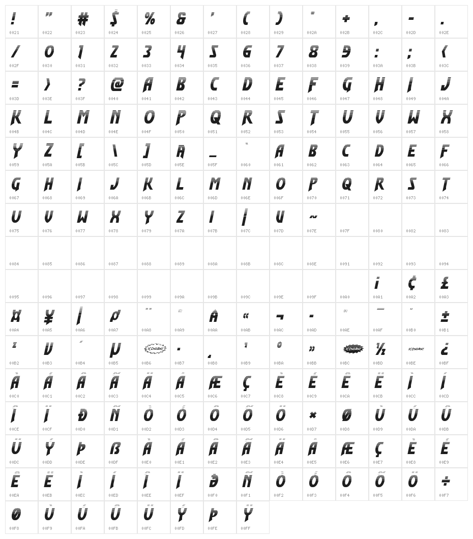 Flash Rogers Halftone Character Map