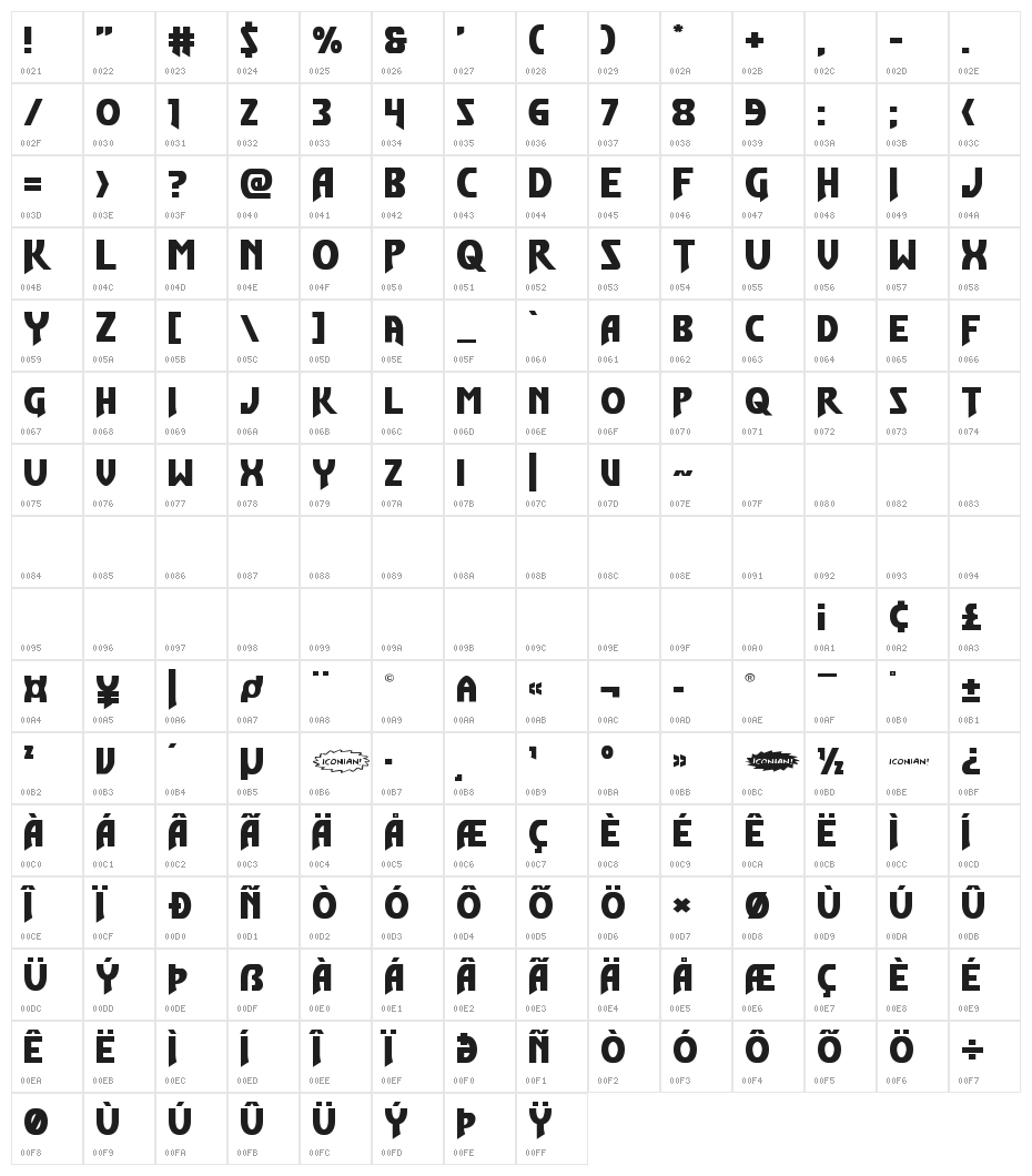 Flash Rogers Straight Expanded Character Map