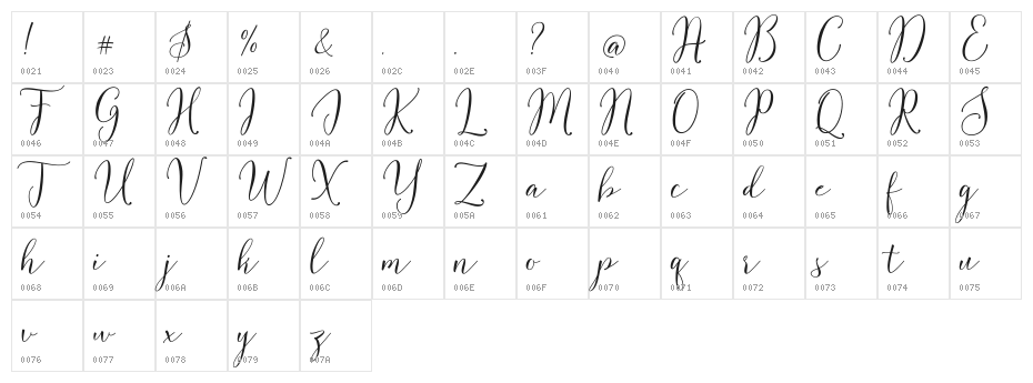 FlashScriptDEMO Character Map
