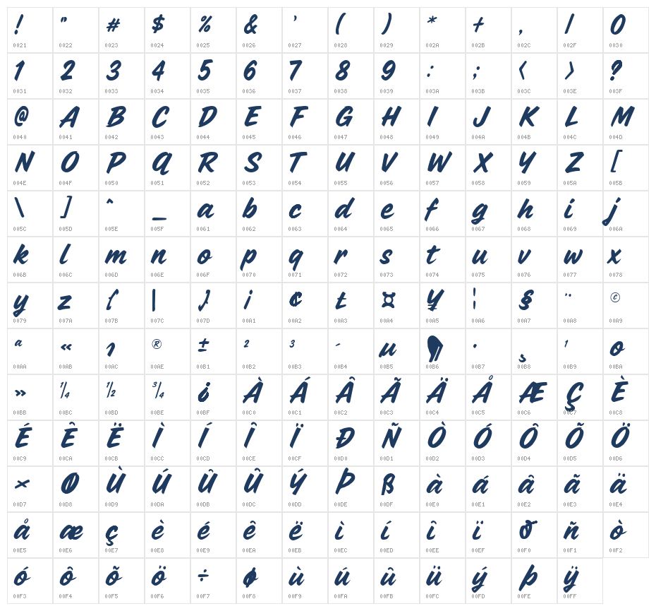Flashback Records Character Map