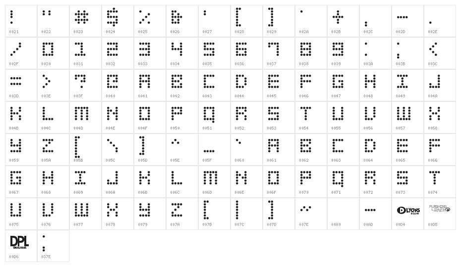 Flashing Lights Character Map