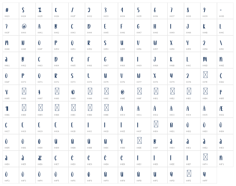 Flashsale Character Map