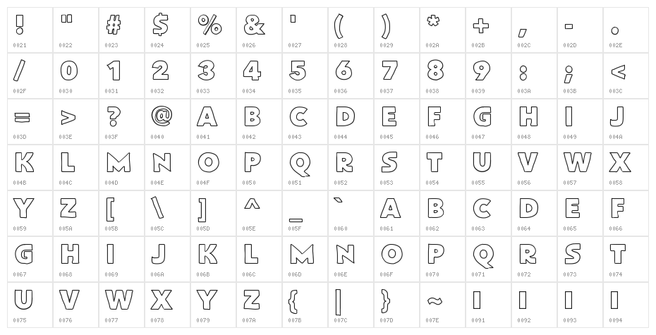 FlatBreadOutline Character Map