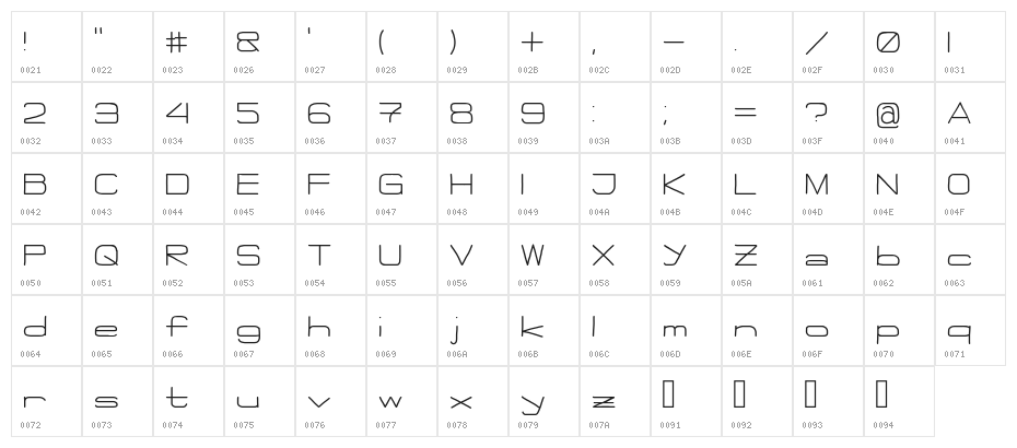 Flattie-Medium Character Map
