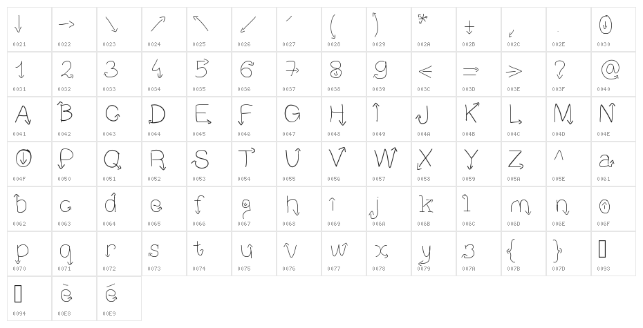 Fleche Character Map