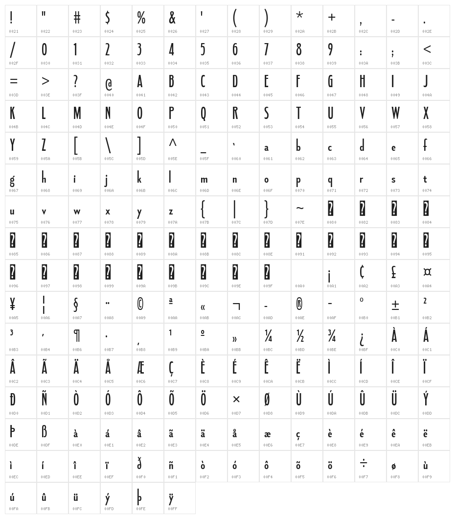 FledglingSb-Regular Character Map