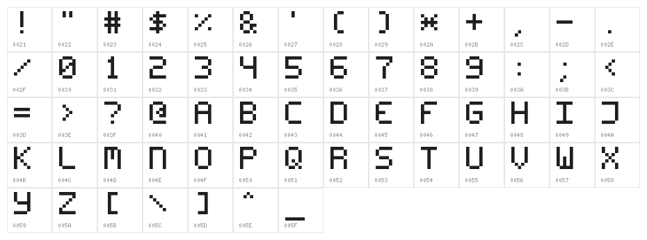 Fleftex Mono Character Map