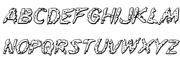 Flesh-Eating Comic 3D Italic Font LOWERCASE