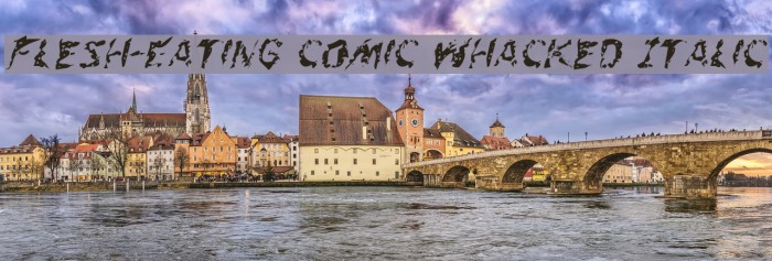 Flesh-Eating Comic Whacked Italic Font examples