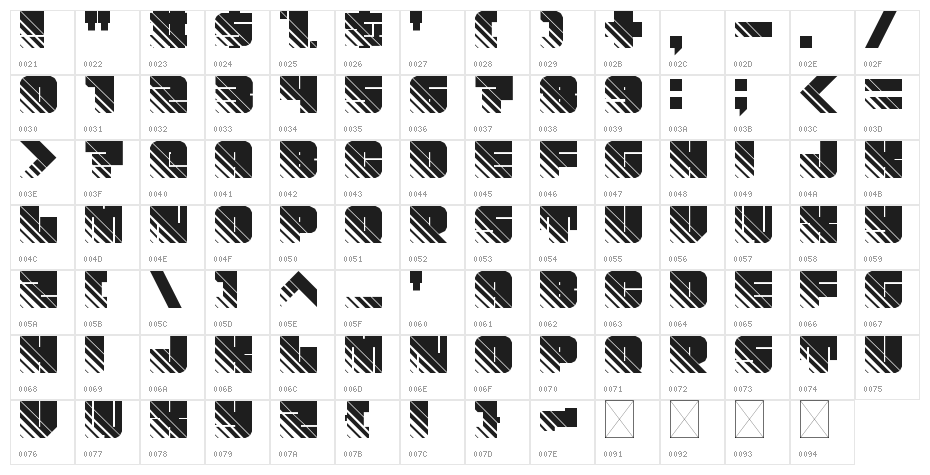 Fleshy Stripes Regular Character Map