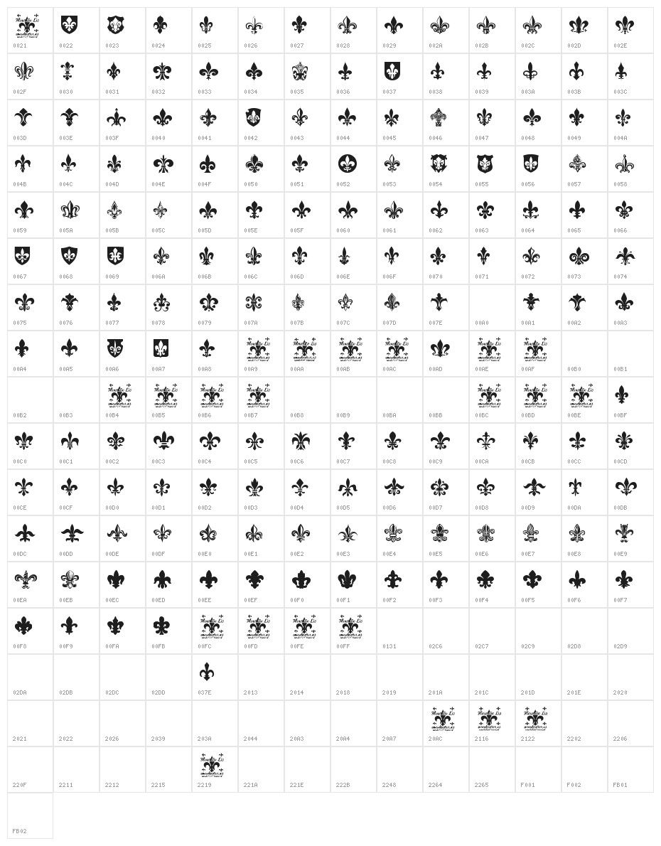 Fleur de Lis Character Map