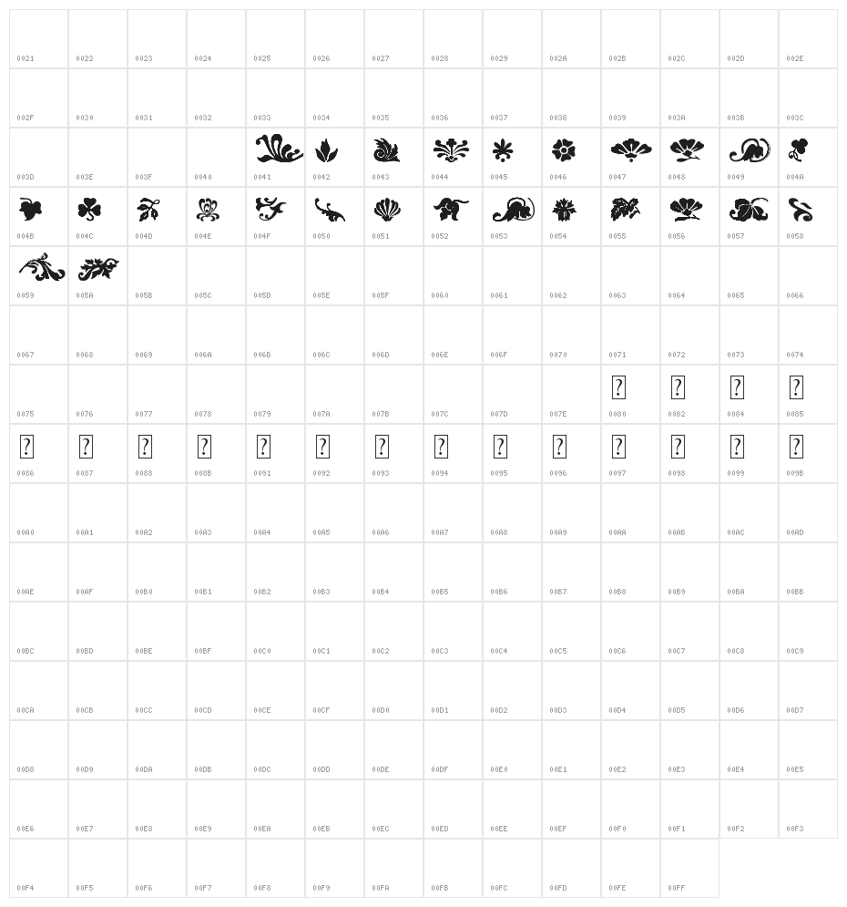 Fleurs Font Character Map