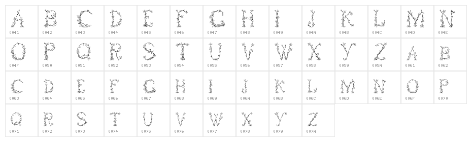 Fleurs de Liane Character Map