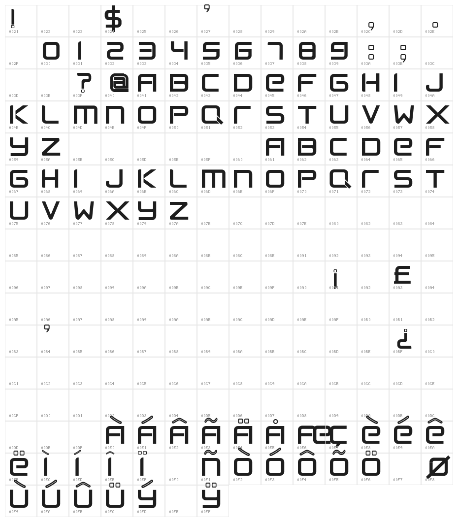 Flexsteel Character Map