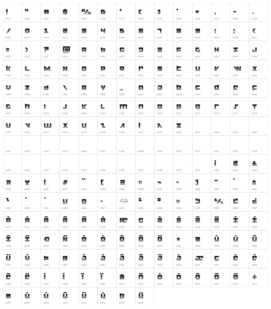 Flight Corps Halftone Character Map