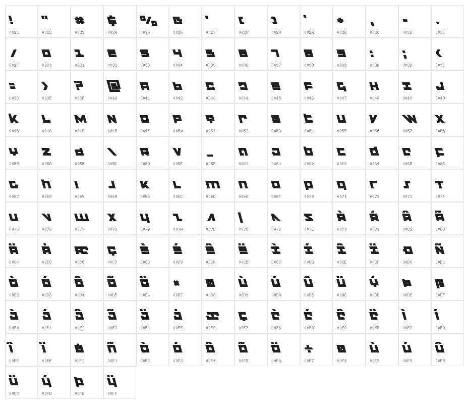 Flight Corps Leftalic Character Map